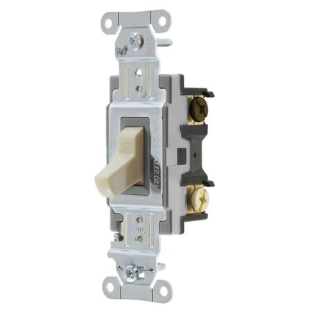BRYANT Toggle Switch, General Purpose AC, Three Way, 20A 120/277V AC, Side Wired Only, Ivory CS320BI